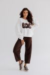 BY O LA LA! DRESOWA BLUZA OVERSIZE LOL ŚMIETANA/CZEKOLADA (CHOCOMUS) - 2