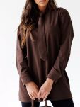 BY O LA LA..! BLUZA TUNIKA Z KRAWATEM BRAZ (ESPRESSO) - 2