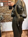 LAVESTINO SPODNIE ECO SKÓRA FENDI KHAKI - 4