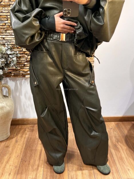 LAVESTINO SPODNIE ECO SKÓRA FENDI KHAKI