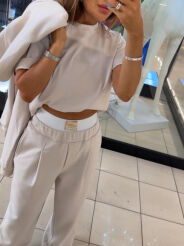 EMO KOMPLET DRESOWY BLUZA + SPODNIE BEŻ