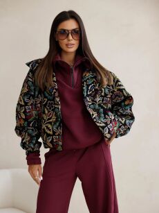 BY O LA LA! KURTKA ŻAKARDOWA KWIATY CZERŃ/MULTICOLOR