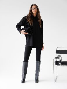 BY O LA LA..! BLUZA TUNIKA Z KRAWATEM CZARNA