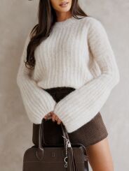 BY O LA LA.. ! SWETER RĘKAW DZWONEK BEŻOWY