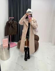 LA MILLA DŁUGI PŁASZCZ NA GUZIKI JASNY BEŻ