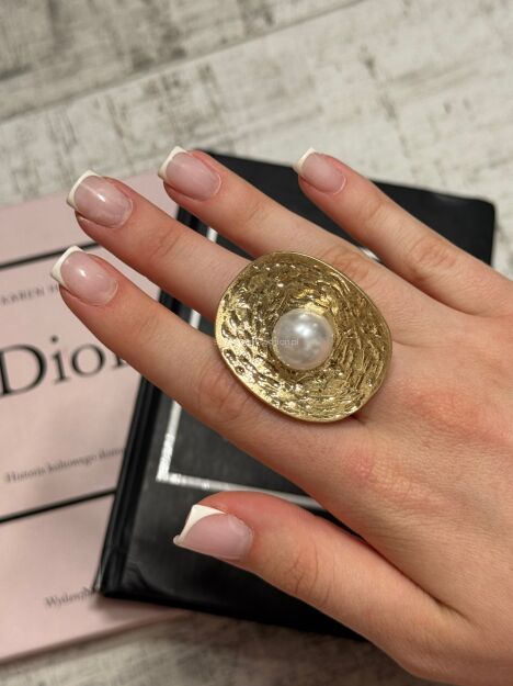 PIERŚCIONEK GOLDEN PEALR ZŁOTY