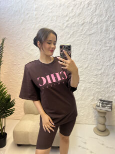 LA MILLA BLUZKA T-SHIRT OVERSIZE CHIC CZEKOLADA