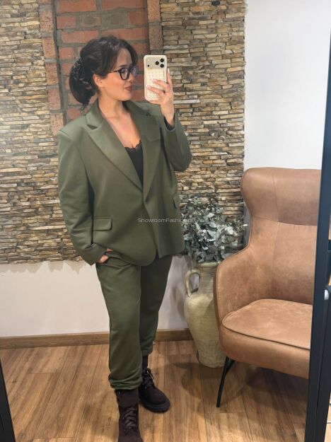 SLAY SPODNIE DRESOWE NA GUMIE KHAKI