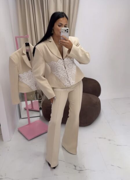 LA MILLA SPODNIE DZWONY Z PRZESZYCIEM BEŻ