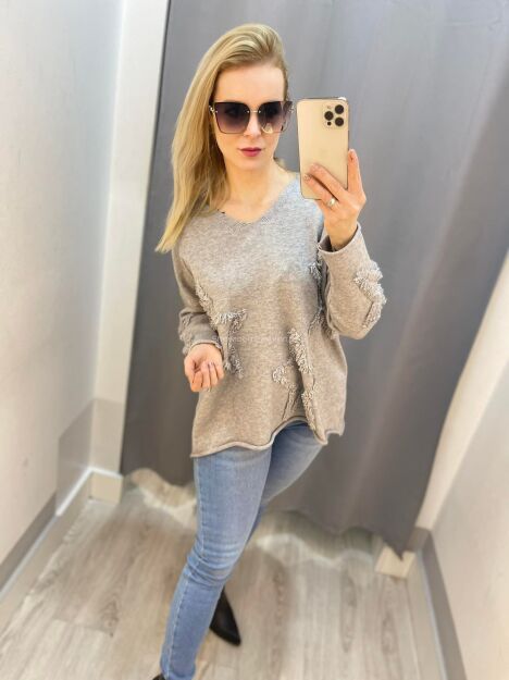 BY O LA LA...! SWETER GWIAZDY SZARY