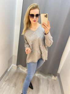 BY O LA LA...! SWETER GWIAZDY SZARY