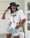LA MILLA BLUZKA T-SHIRT CHIC Z WĘZŁĘM BIAŁA - 2