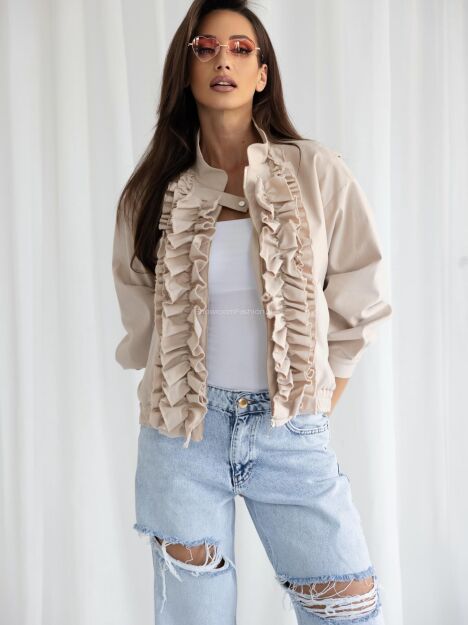 BY O LA LA! KURTKA Z ŻABOTEM BEŻ