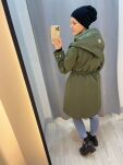 BY O LA LA! ZESTAW PŁASZCZ PARKA + KAMIZELKA KHAKI - 4