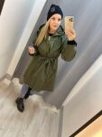 BY O LA LA! ZESTAW PŁASZCZ PARKA + KAMIZELKA KHAKI - 2
