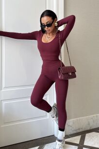 LA MILLA LEGGINSY KLASYCZNE PRĄŻEK BORDO