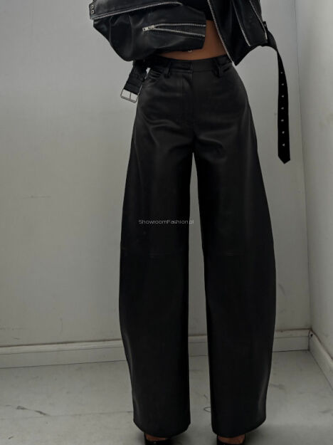 EMO SPODNIE Z ECO SKÓRY CZARNE