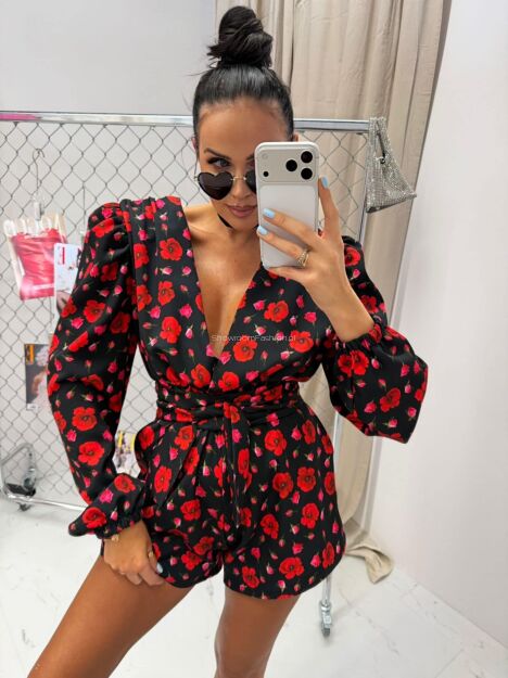 LA MILLA KOMBINEZON KOPERTOWY MAKI CZERŃ/CZERWIEŃ