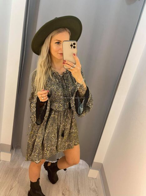 BY O LA LA! SUKIENKA BOHO PANTERKA OLIWKOWA