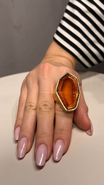 PIERŚCIONEK AMBER PRISM ZŁOTO/POMARANCZ