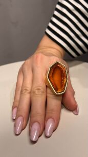 PIERŚCIONEK AMBER PRISM ZŁOTO/POMARANCZ