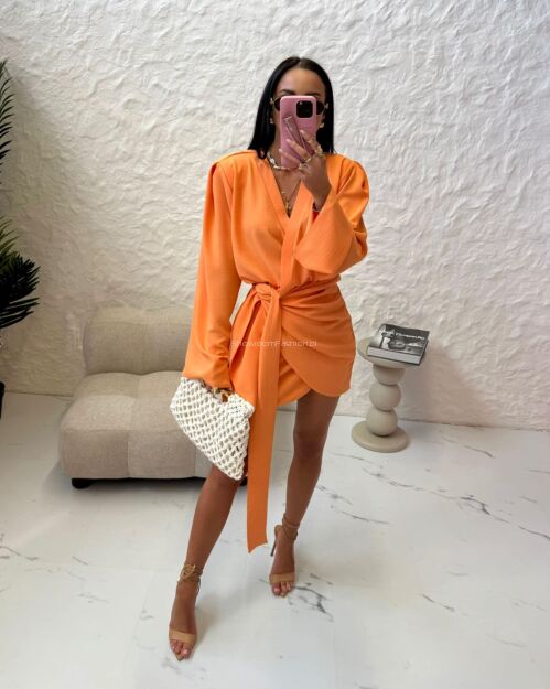 LA MILLA SUKIENKA KOPERTOWA WIĄZANA POMARAŃCZOWA