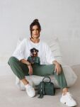BY O LA LA! BLUZKA BASIC WOMAN ŚMIETANA/MATCHA (KHAKI) - 3