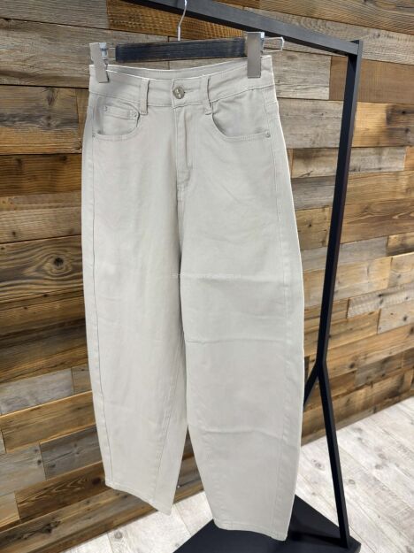 BY O LA LA! SPODNIE JEANSY BAGGY BEŻ