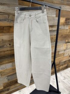 BY O LA LA! SPODNIE JEANSY BAGGY BEŻ