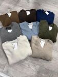 BY O LA LA.. ! SWETER ALPAKA V-NECK ISABELLA OLIWKA (EUCALYPTUS OLIVE) - 2