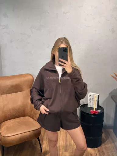 LADY DRAMA KOMPLET DRES BLUZA + SPODENKI BELLA CZEKOLADA