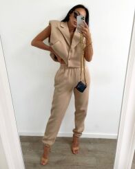 LA MILLA KOMPLET DRESOWY KAMIZELKA + SPODNIE DRESOWE BEŻ