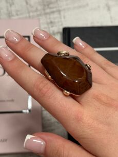 PIERŚCIONEK Z KAMIENIEM BRĄZ/ZŁOTO