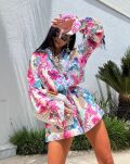 LA MILLA KOMPLET LNIANY SPODENKI + KOSZULA PRINT SUMMER VIBES KWIATY - 2
