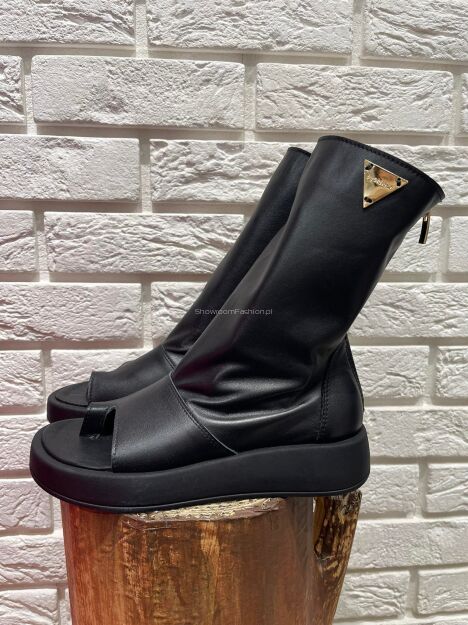 BY O LA LA...! BUTY BOTKI OPEN TOE CZARNE