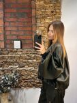LAVESTINO BLUZA Z ECO SKÓRY RICH KHAKI - 3