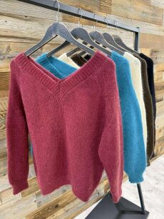 BY O LA LA.. ! SWETER PREMIUM KID MOHER V-NECK PETROL