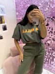 LA MILLA BLUZKA T-SHIRT OVERSIZE PARIS KHAKI/POMARAŃCZ - 7