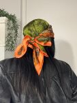 CHUSTA APASZKA Z JEDWABIEM ORNAMENTY ZIELEŃ/POMARAŃCZ - 4