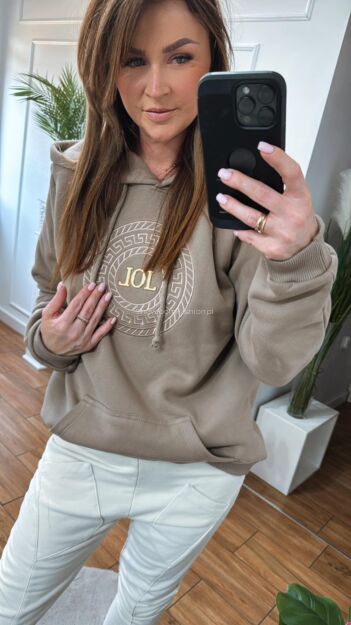 BY O LA LA...! DRESOWA BLUZA KANGURKA LOL TAUPE