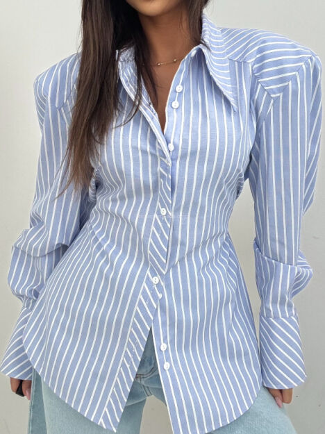 EMO ELEGANCKA KOSZULA BIG BOSS W PASY NIEBIESKA/BIAŁA