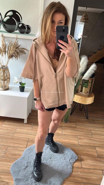 BY O LA LA! DRESOWA BLUZA NIETOPERZ BEŻ