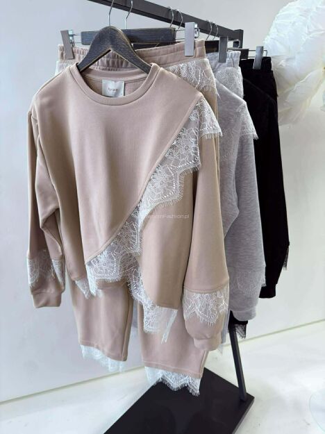 BY O LA LA...! KOMPLET DRES BLUZA + SPODNIE TRINA CZARNY