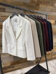 BY O LA LA...! ELEGANCKA MARYNARKA SLIM Z PATKAMI MATCHA (KHAKI) - 3