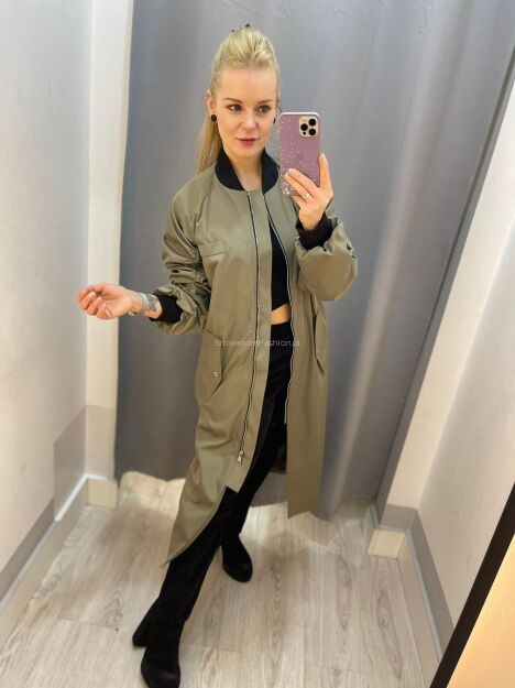 BY O LA LA! ORTALIONOWY PŁASZCZ PARKA OLIWKA