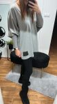 BY O LA LA...! OVERSIZOWA BLUZA BASIC ZE ŚCIĄGACZAMI SZARA - 3