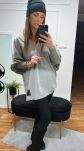 BY O LA LA...! OVERSIZOWA BLUZA BASIC ZE ŚCIĄGACZAMI SZARA - 2