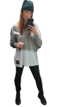 BY O LA LA...! OVERSIZOWA BLUZA BASIC ZE ŚCIĄGACZAMI SZARA - 6