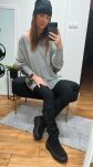 BY O LA LA...! OVERSIZOWA BLUZA BASIC ZE ŚCIĄGACZAMI SZARA - 5
