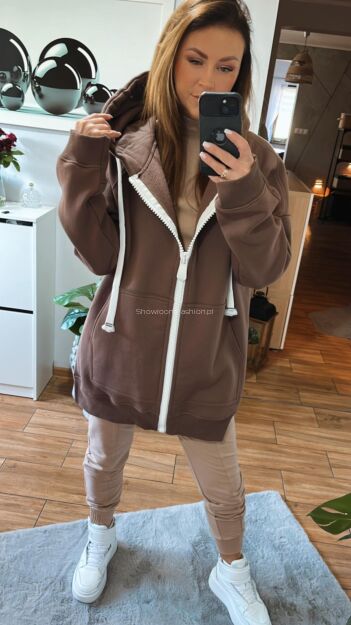 BY O LA LA! DRESOWA BLUZA ZIP CZEKOLADA